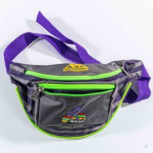 Vintage Le Coq Sportif Fanny Pack Bag Neon Gray Green 90s Rave Waist Bag
